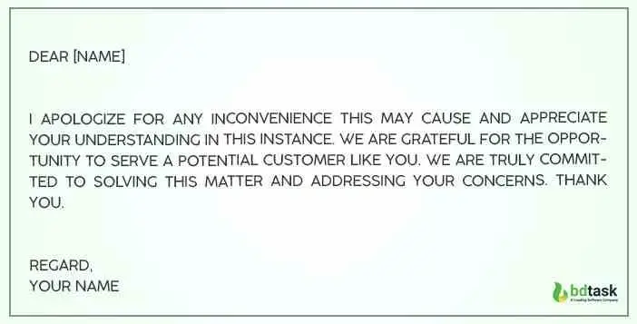 say sorry to the customer for mistake