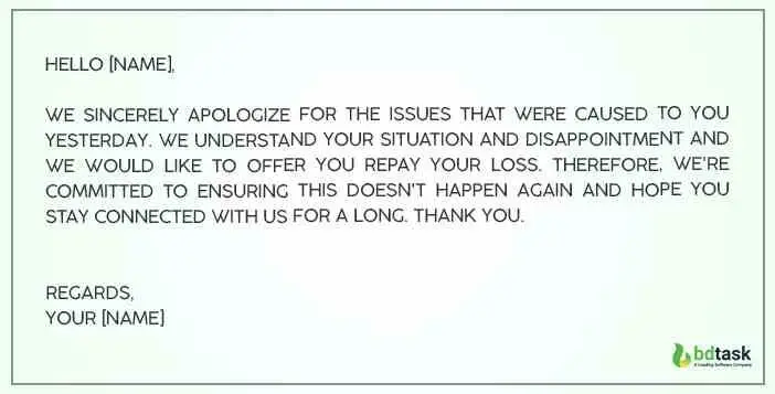 say sorry to your valuable customer