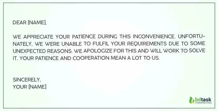 say humble sorry to the customer