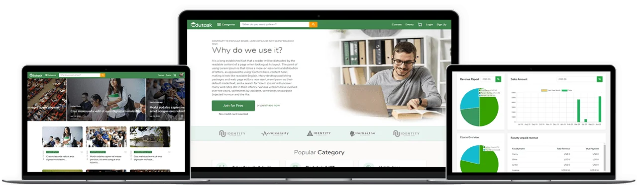 Full view of Edutask Learning management system